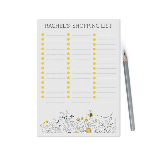 Shopping list Notepad, Personalised A5 with 50 tear off pages, Groceries Planning Greenery Design