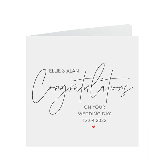 Personalised Congratulations On Your Wedding Day, 6x6 Inches With A Kraft Envelope