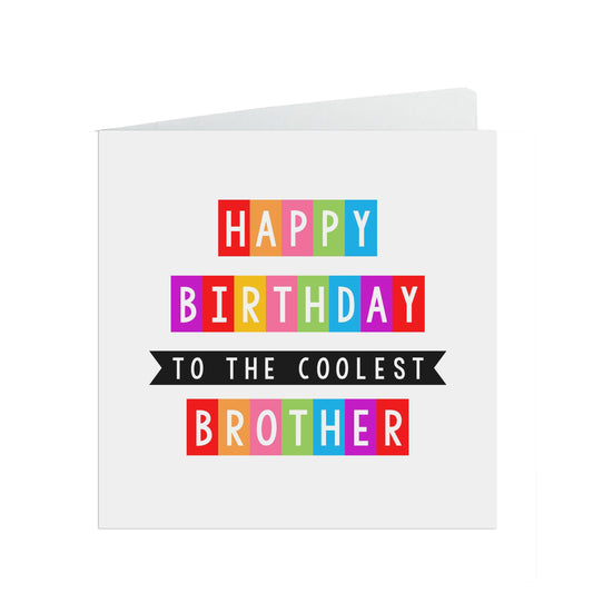 Coolest Brother Birthday Card, Colourful Block Design
