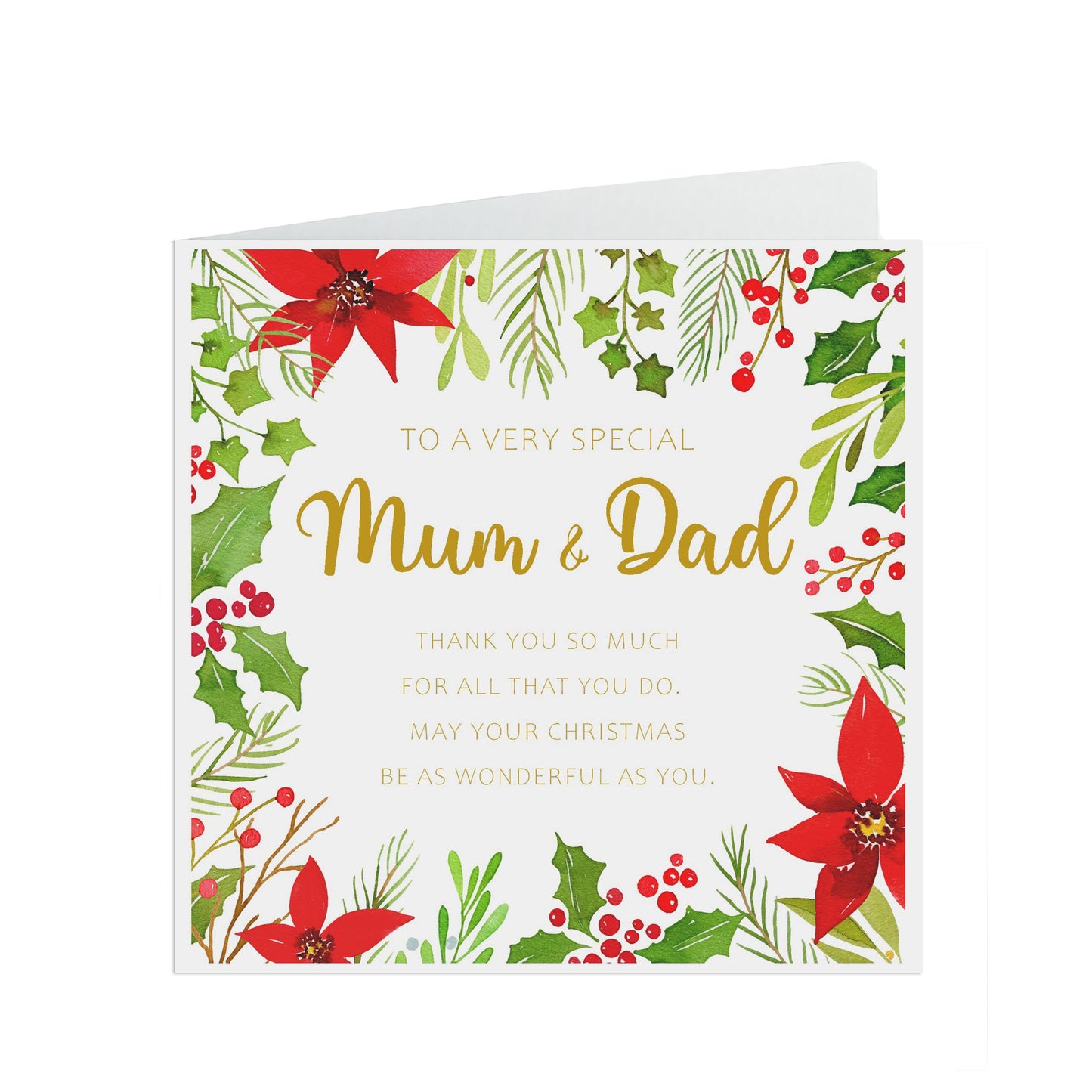 Traditional Christmas Card Mum & Dad, Christmas Card For Parents From Son Or Daughter