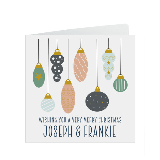 Personalised Christmas Card For Couple, Baubles Christmas Card For friends
