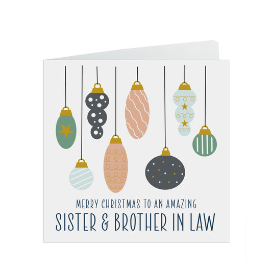 Christmas Card For Sister And Brother In Law, Baubles Wishing You A Wonderful Christmas