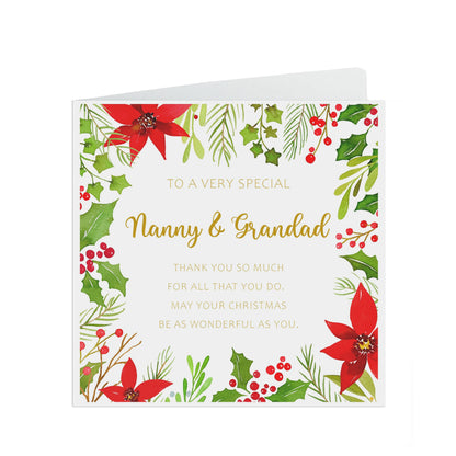 Traditional Christmas Card For Nanny And Grandad, Christmas Card From Grandson Or Granddaughter
