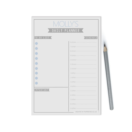  Daily Schedule Planner, A5 with 50 undated tear off pages, daily Personalised Productivity organiser notepad by PMPRINTED 