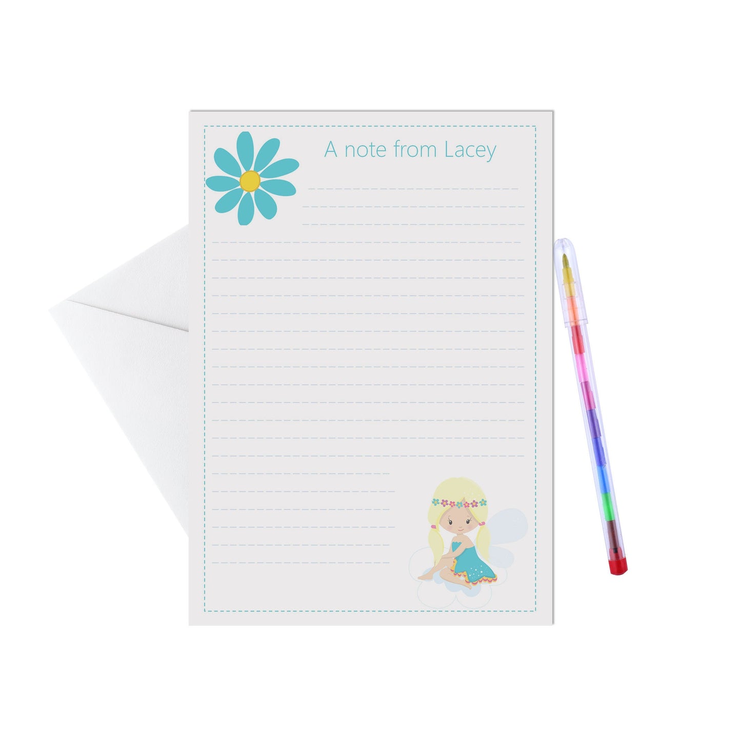 Fairy Personalised Letter Writing Set - A5 Pack Of 15 Sheets & Envelopes