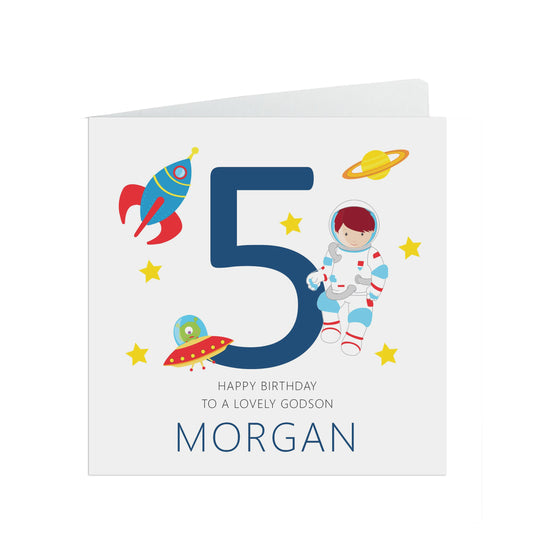 5th Birthday Space Card, Boys Personalised Card - Son, Grandson, Nephew, Brother