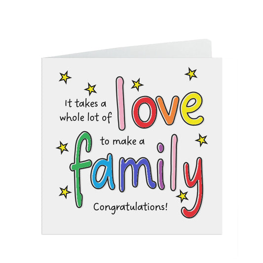 Adoption Love Makes A Family Colourful Card For Newly Adopted Child Or Family.