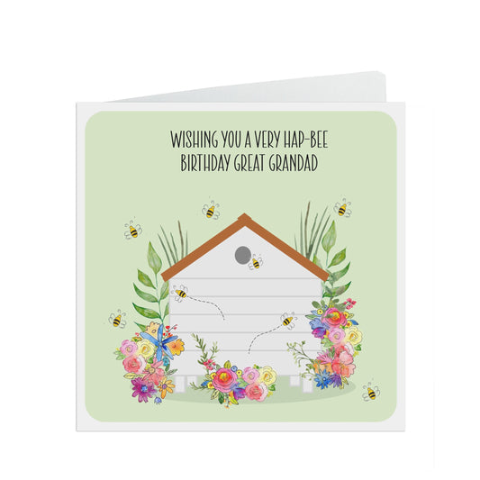 Hap-Bee Birthday Card Beehive & Flowers Garden - Grandparent Card
