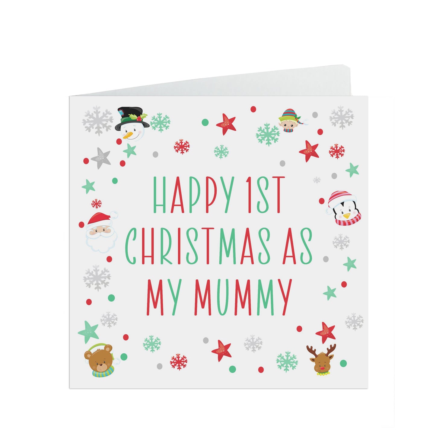 First Christmas As My Mummy, Colourful 1st Christmas Card From Son or Daughter