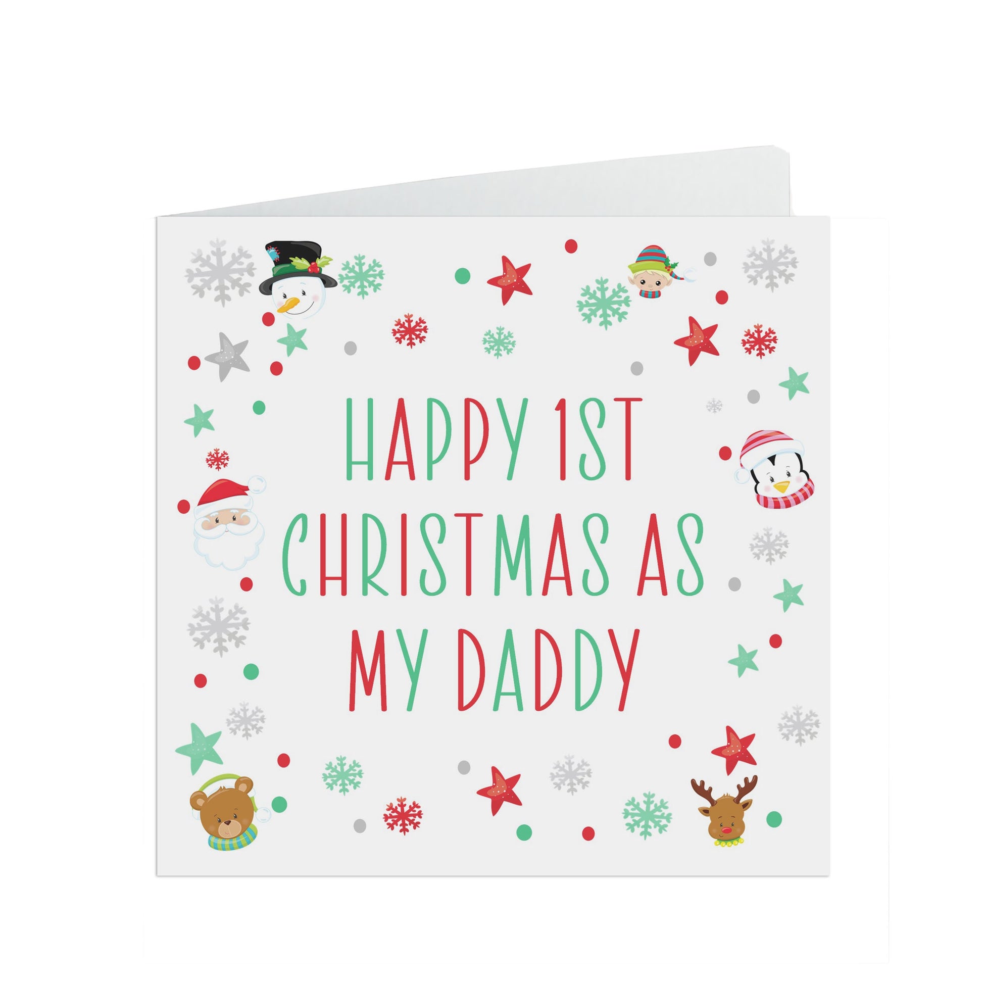 First Christmas As My Daddy, Colourful 1st Christmas Card From Son or Daughter