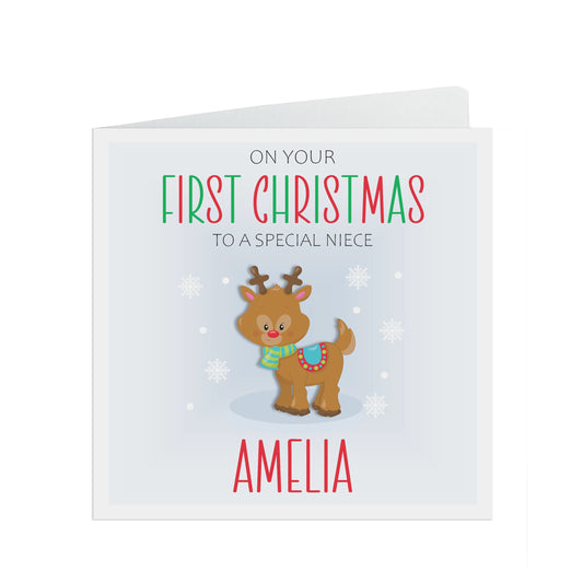 First Christmas Niece Personalised Christmas Card - Perfect 1st Christmas Keepsake