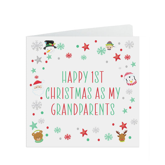 1st Christmas As My Grandparents, Colourful Christmas Card From Grandson Or Granddaughter