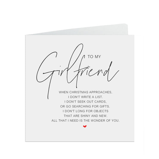 Girlfriend Christmas Card, Romantic Poem Christmas Card