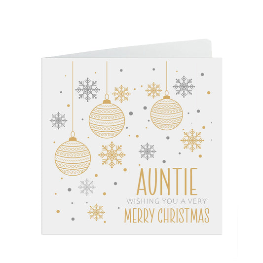 Auntie Christmas Card, Gold Bauble Design