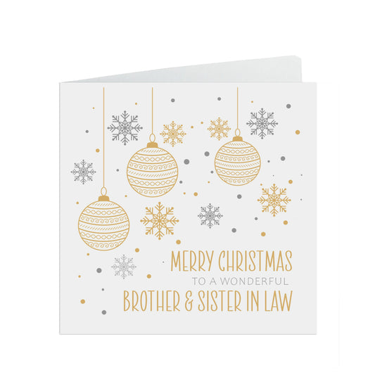 Brother And Sister In Law Christmas Card, Gold Bauble Design