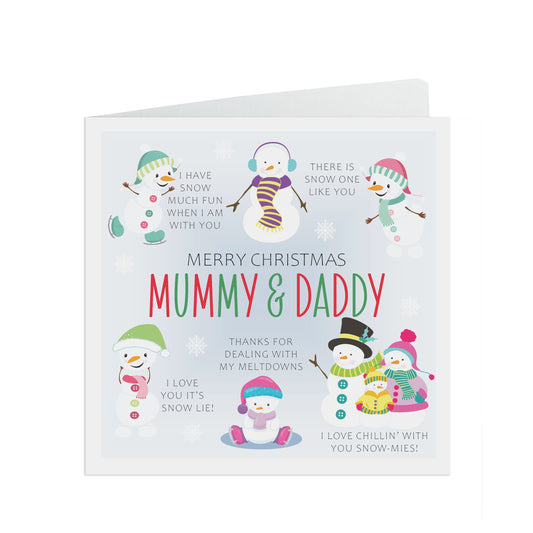 Mummy & Daddy Snowman Pun Christmas Card