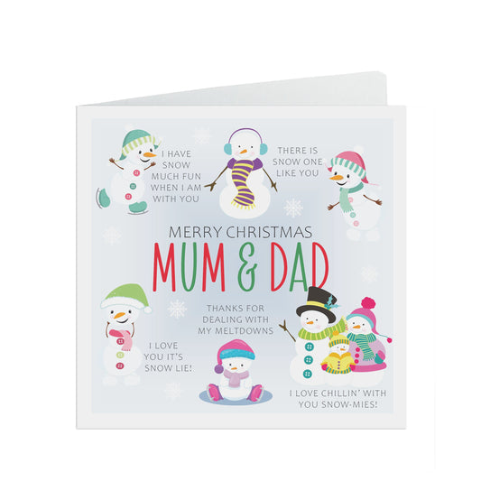 Mum & Dad Christmas Card - Snowman Puns