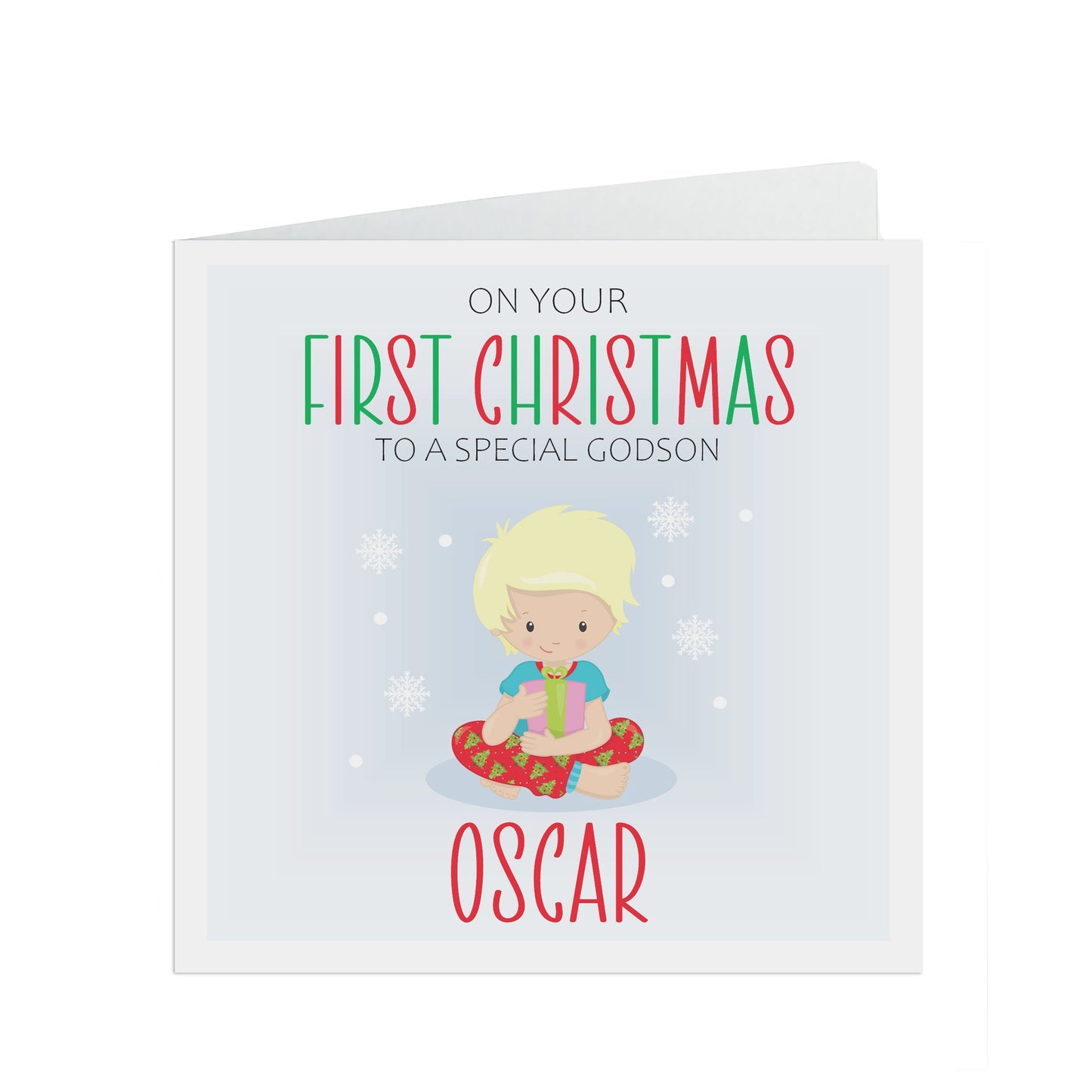 Godson 1st Christmas Card - Personalised First Christmas Keepsake