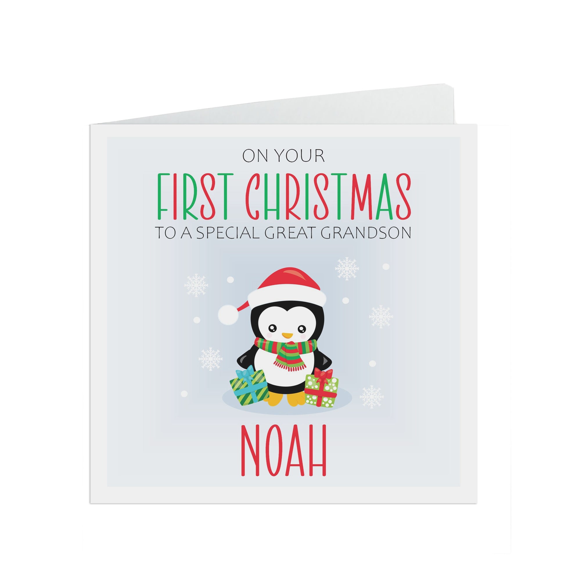 Great Grandson 1st Christmas Card - Personalised First Christmas Keepsake