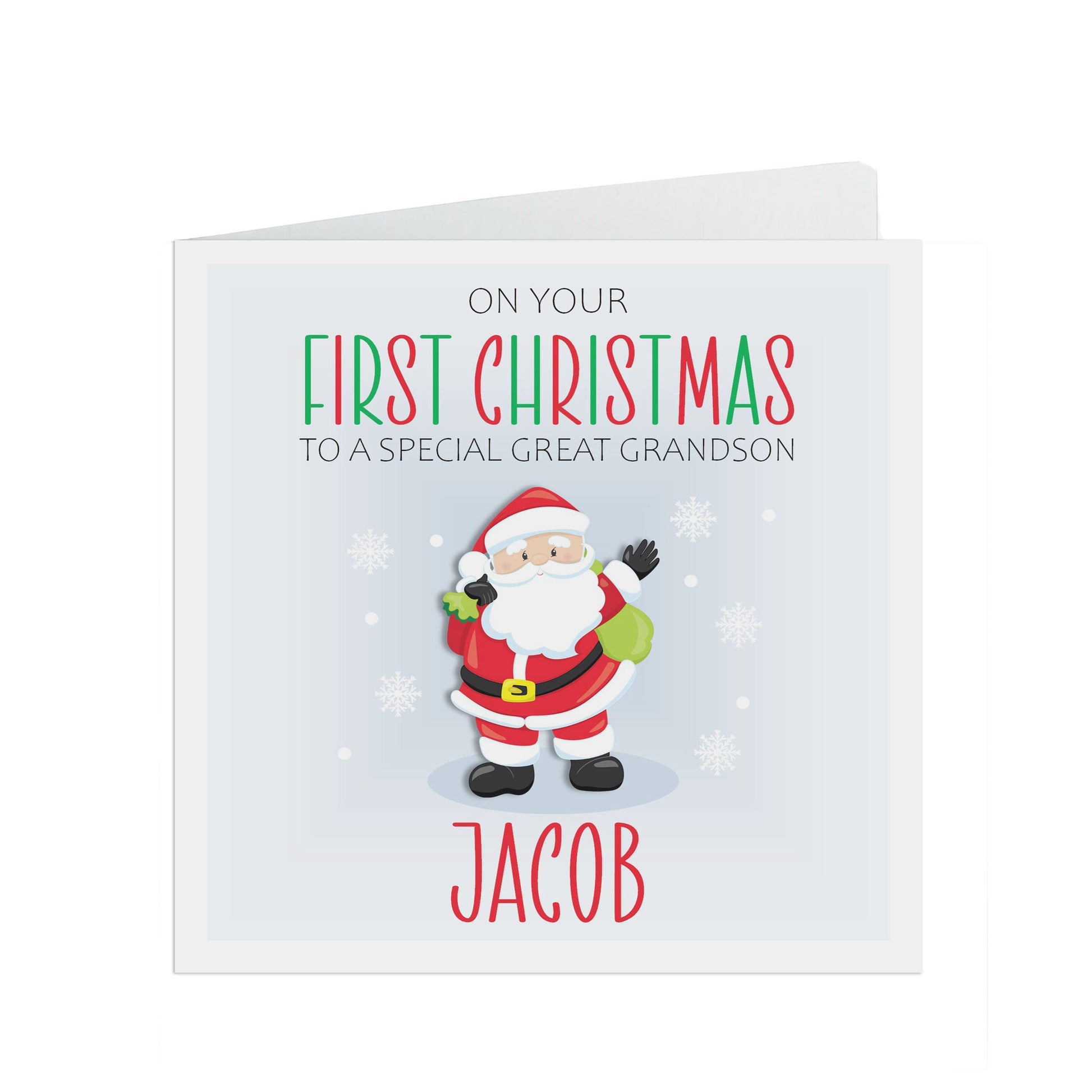 Great Grandson 1st Christmas Card - Personalised First Christmas Keepsake