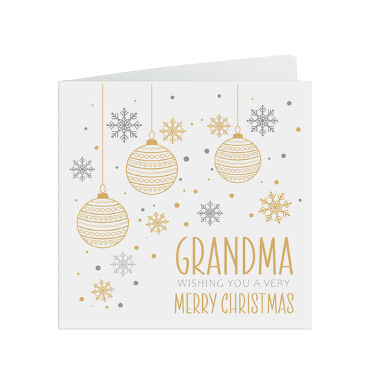 Grandma Christmas Card, Gold Bauble Design