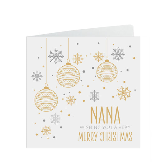 Nana Christmas Card, Gold Bauble Design