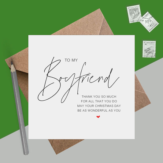Boyfriend Christmas Card - For All That You Do - Romantic Poem Christmas Card