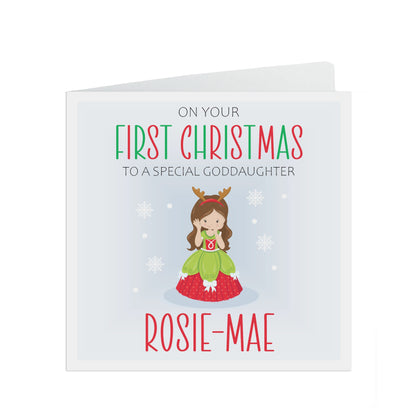 Goddaughter 1st Christmas Card - Personalised First Christmas Keepsake
