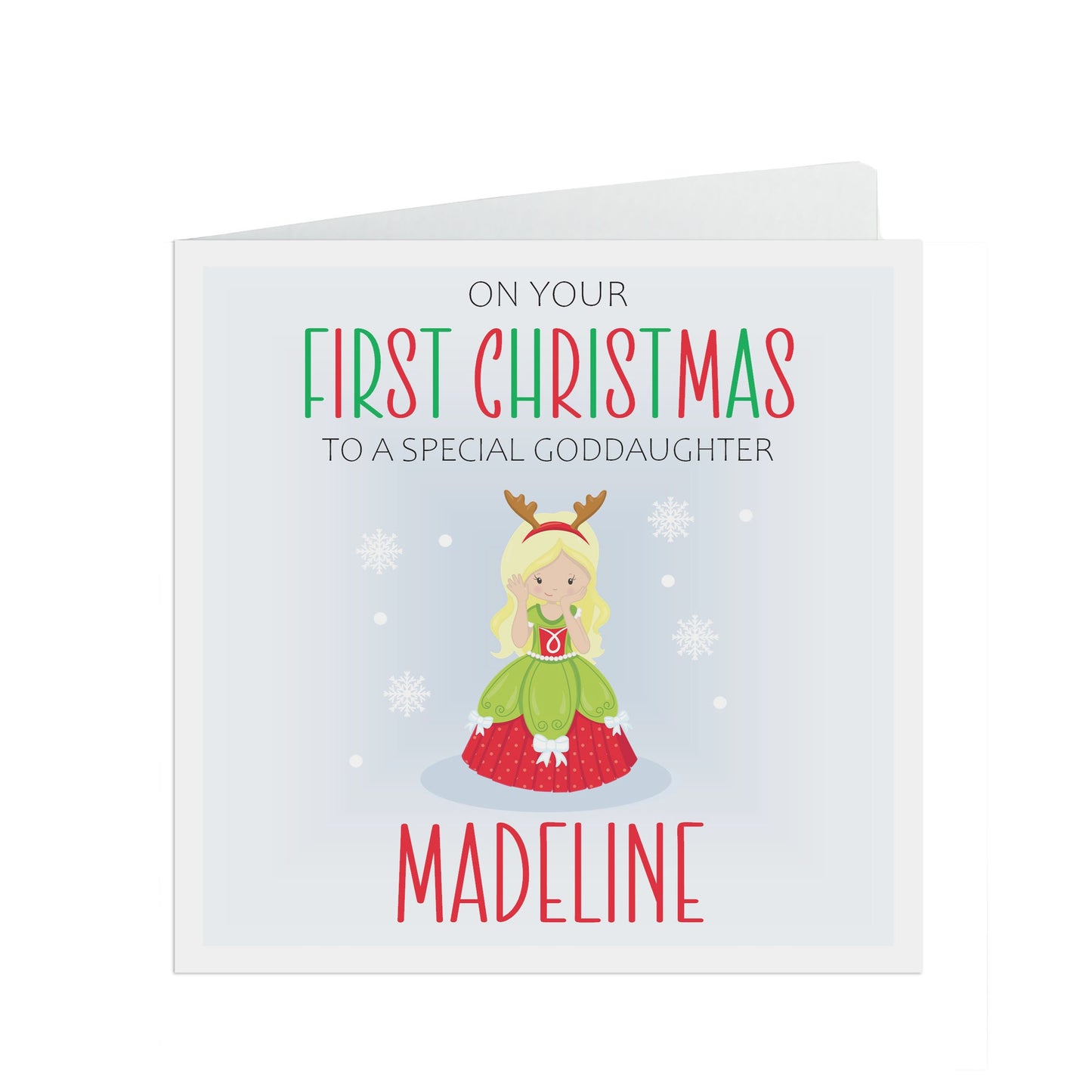 Goddaughter 1st Christmas Card - Personalised First Christmas Keepsake