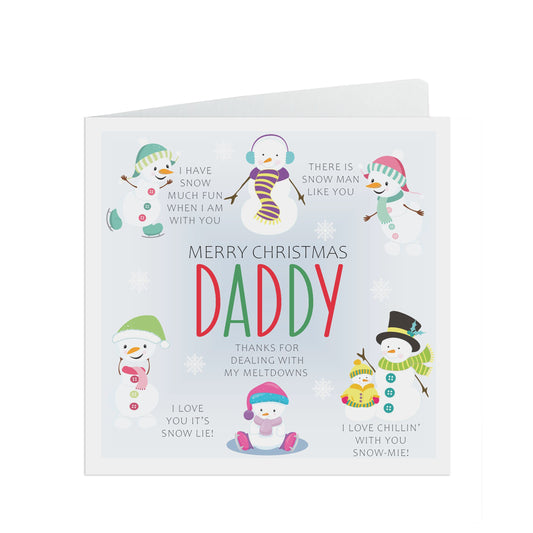 Daddy Snowman Christmas Card - Fun cute snowman puns
