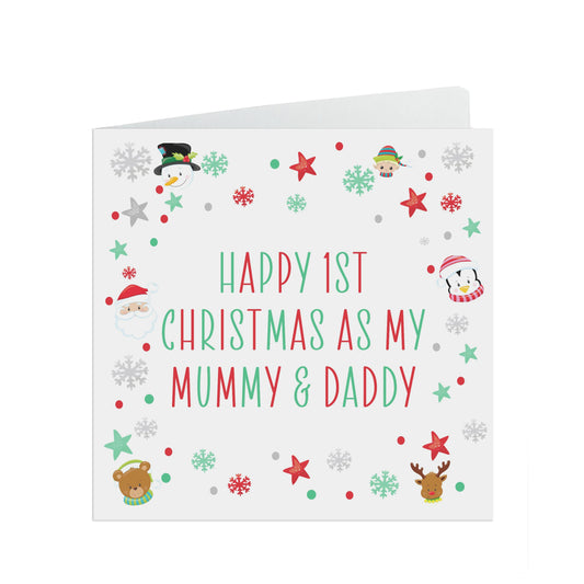Colourful 1st Christmas As My Mummy & Daddy, Card From Newborn Son Or Daughter