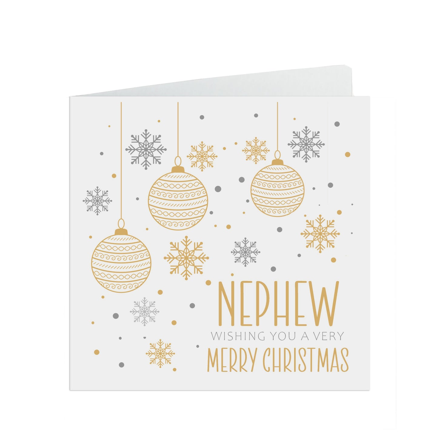 Nephew Christmas Card, Gold Bauble Design