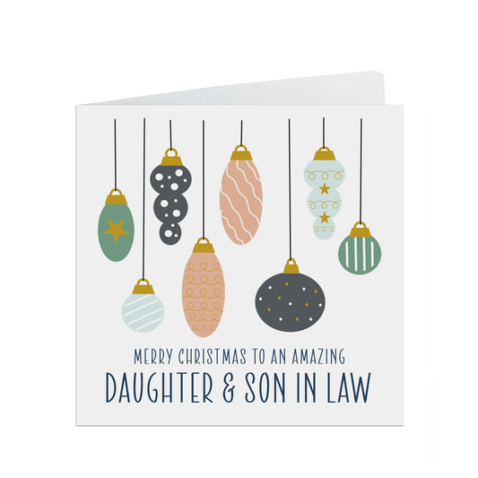 Daughter And Son In Law Christmas Card - Bauble Design