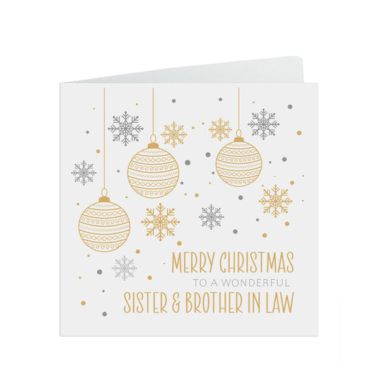 Sister And Brother In Law Christmas Card, Gold Bauble Design