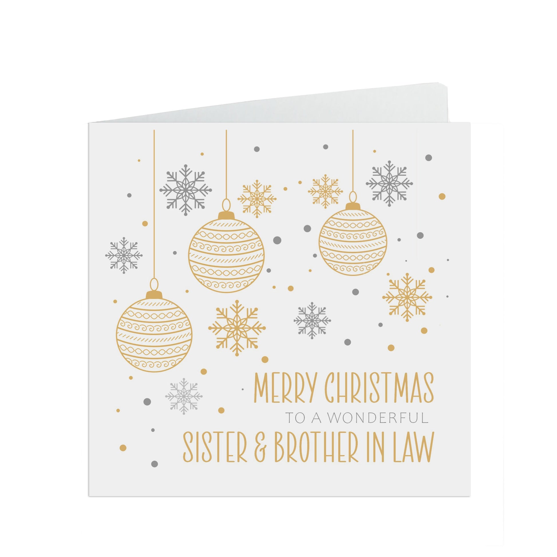 Sister And Brother In Law Christmas Card, Gold Bauble Design