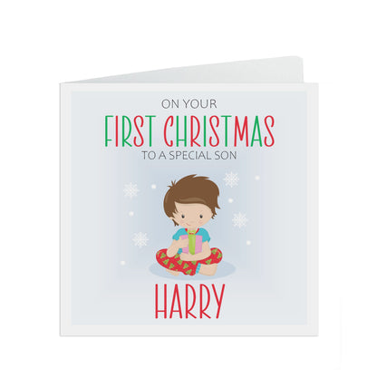 Personalised Son 1st Christmas Card - Perfect First Christmas Keepsake