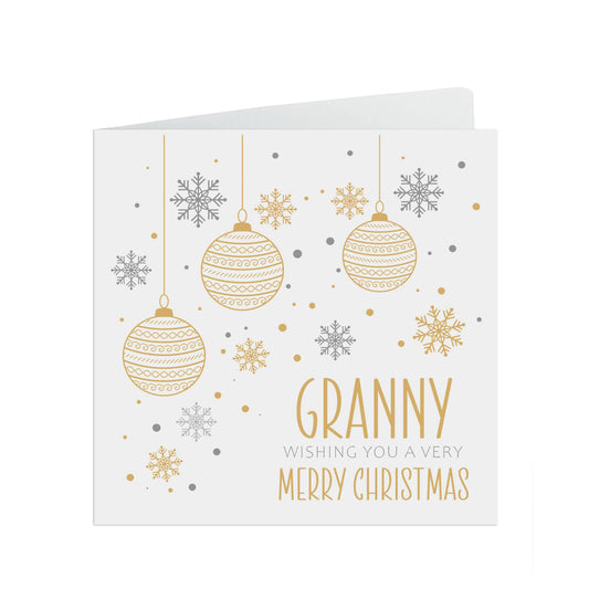 Granny Christmas Card, Gold Bauble Design