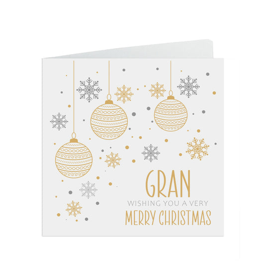 Gran Christmas Card, Gold Bauble Design