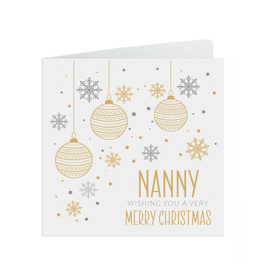 Nanny Christmas Card, Gold Bauble Design