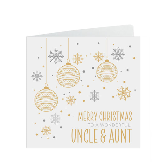 Uncle & Aunt Christmas Card, Gold Bauble Design
