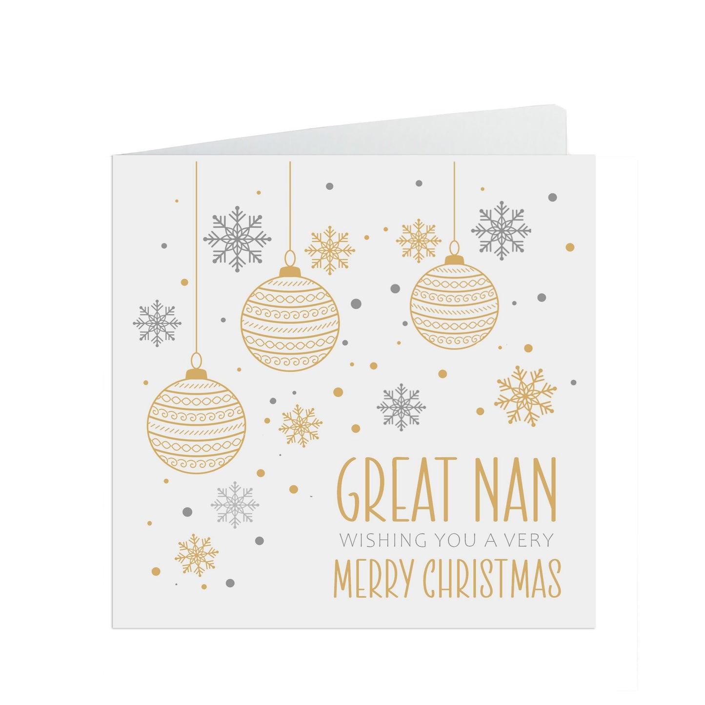 Great Nan Christmas Card, Gold Bauble Design