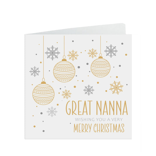 Great Nanna Christmas Card, Gold Bauble Design