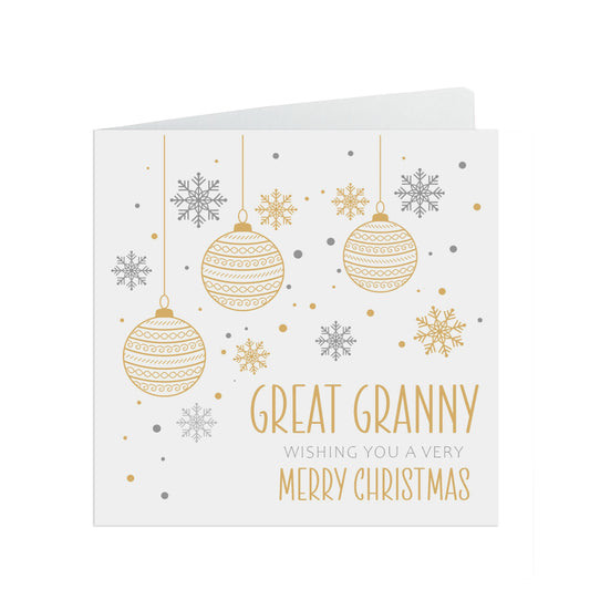 Great Granny Christmas Card, Gold Bauble Design