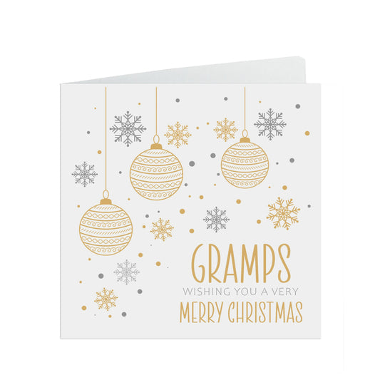 Gramps Christmas Card, Gold Bauble Design