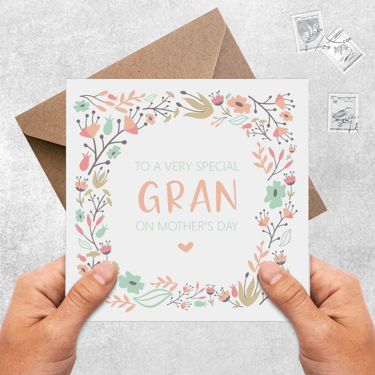Gran Mother's Day Card, Peach Floral