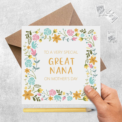 Great Nana Yellow Floral Mother's Day Card