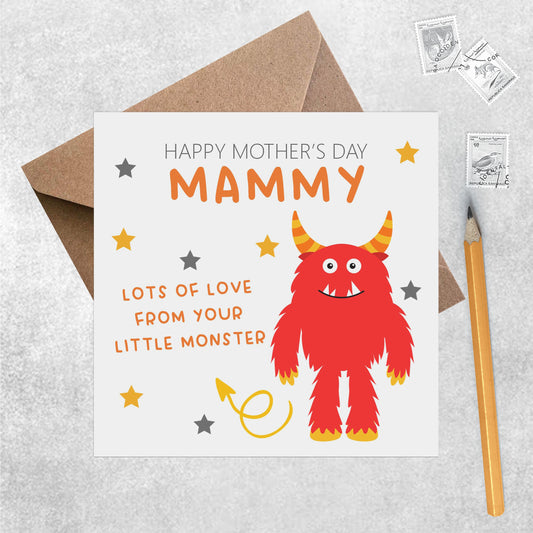 Mammy From Your Little Monster, Cute Mother's Day Design, Red Monster