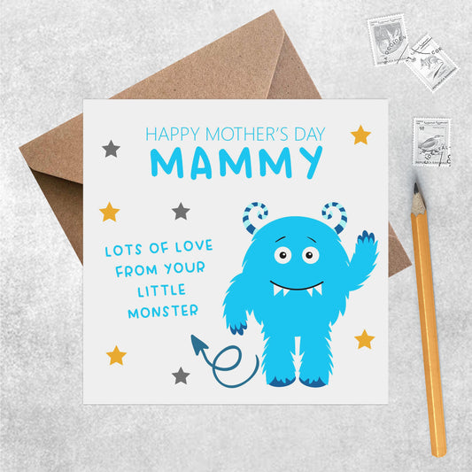 Mammy From Your Little Monster, Cute Mother's Day Design, Blue Monster