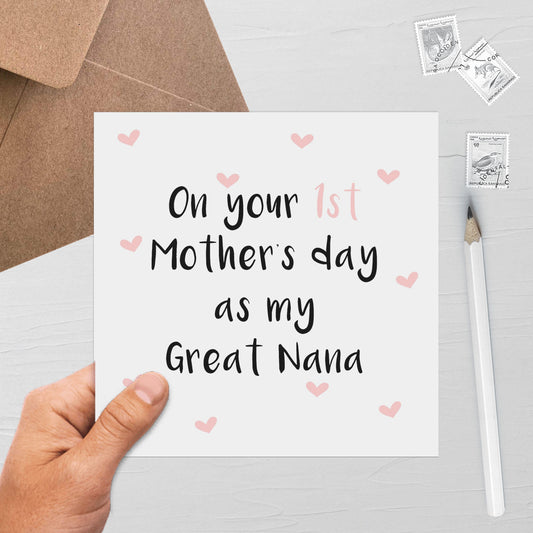 On Your 1st Mother's Day As My Great Nana, Cute Mother's Day Card