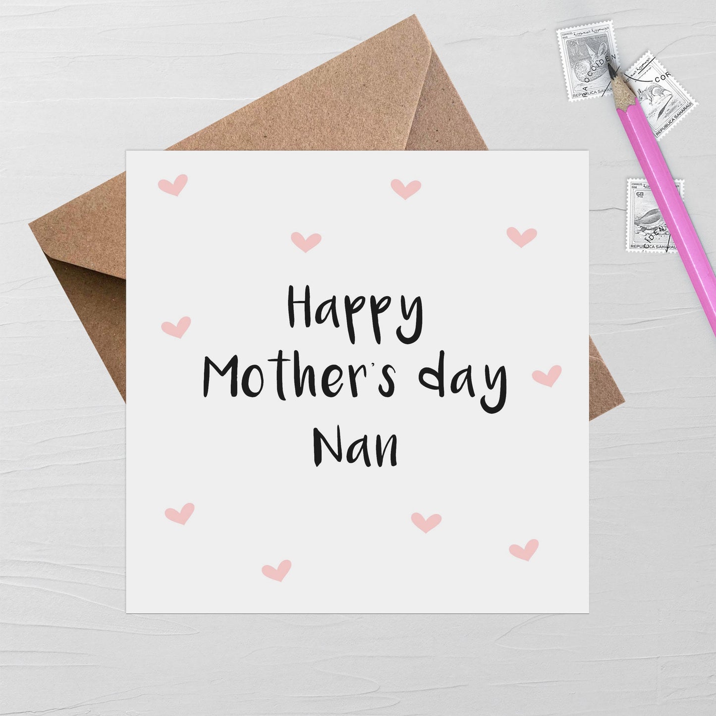 Happy Mother's Day Nan, Pink Heart Card